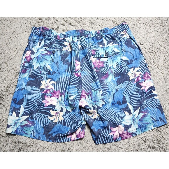 Tommy Bahama Swim Trunks Casual Shorts Mens XXL 2XL Blue Yellow Floral Lined - Picture 2 of 14
